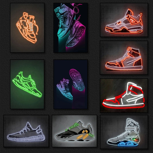 Graffiti Sneakers Wall Art - Neon